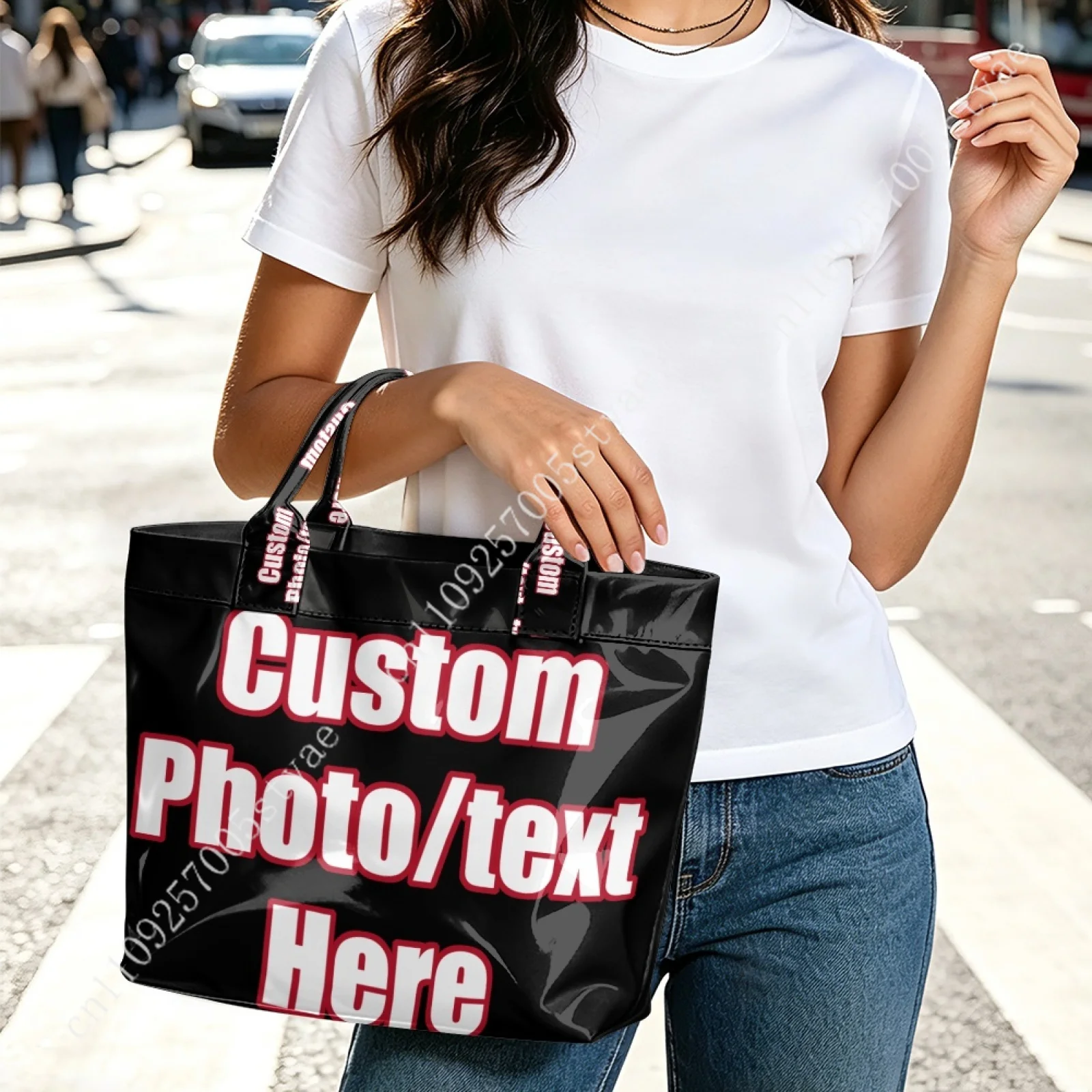 Custom Tote Bag Womens Personalized PVC Handbag Fashion Bags Business Commuter Print Purse Custom Made Daily Bags