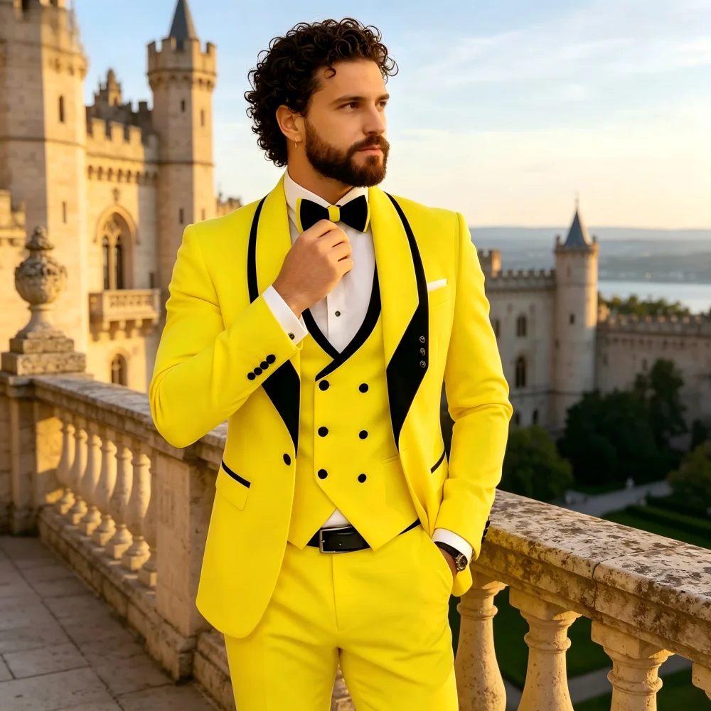 

Royal Blue Men's Wedding Suit Shawl Lapel Formal Tuxedo Coat Vest Pant Set for Groom Prom Party Dress