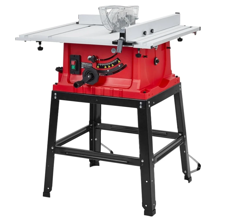 Table Saw 10-Inch 15-Amp Portable Table Saw 1800W Cutting Speed Up to 5000RPM 90° Cross Cut & 0-45° Bevel Cut Adjustable Blade H