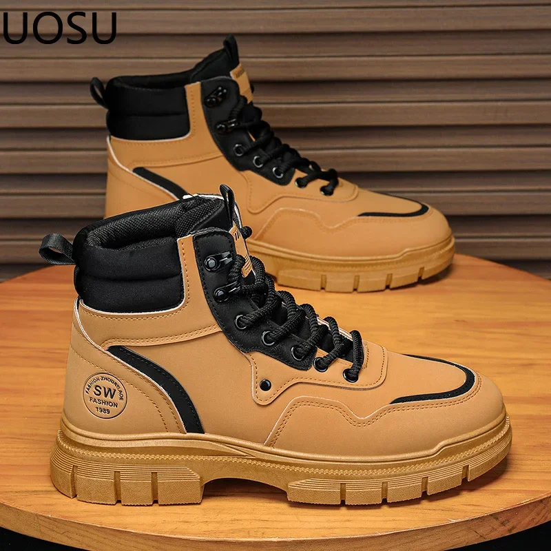 Motorcyclist Boots Men Tooling Boot High-quality Platform Shoes Casual Snow Shoe Mans Couple's Popular UOSU Explosive Style Shoe