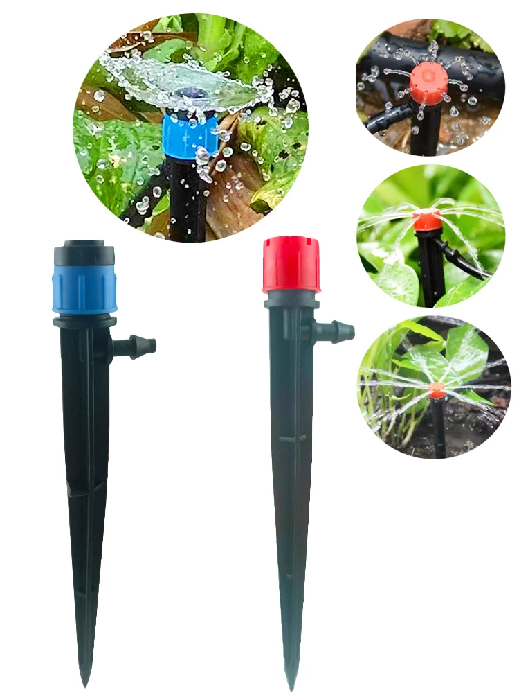 Adjustable 8 hole Long Rod Dripper Garden Irrigation Spiked Sprinkler Greenhouse Potted Plants Watering Device 10pcs