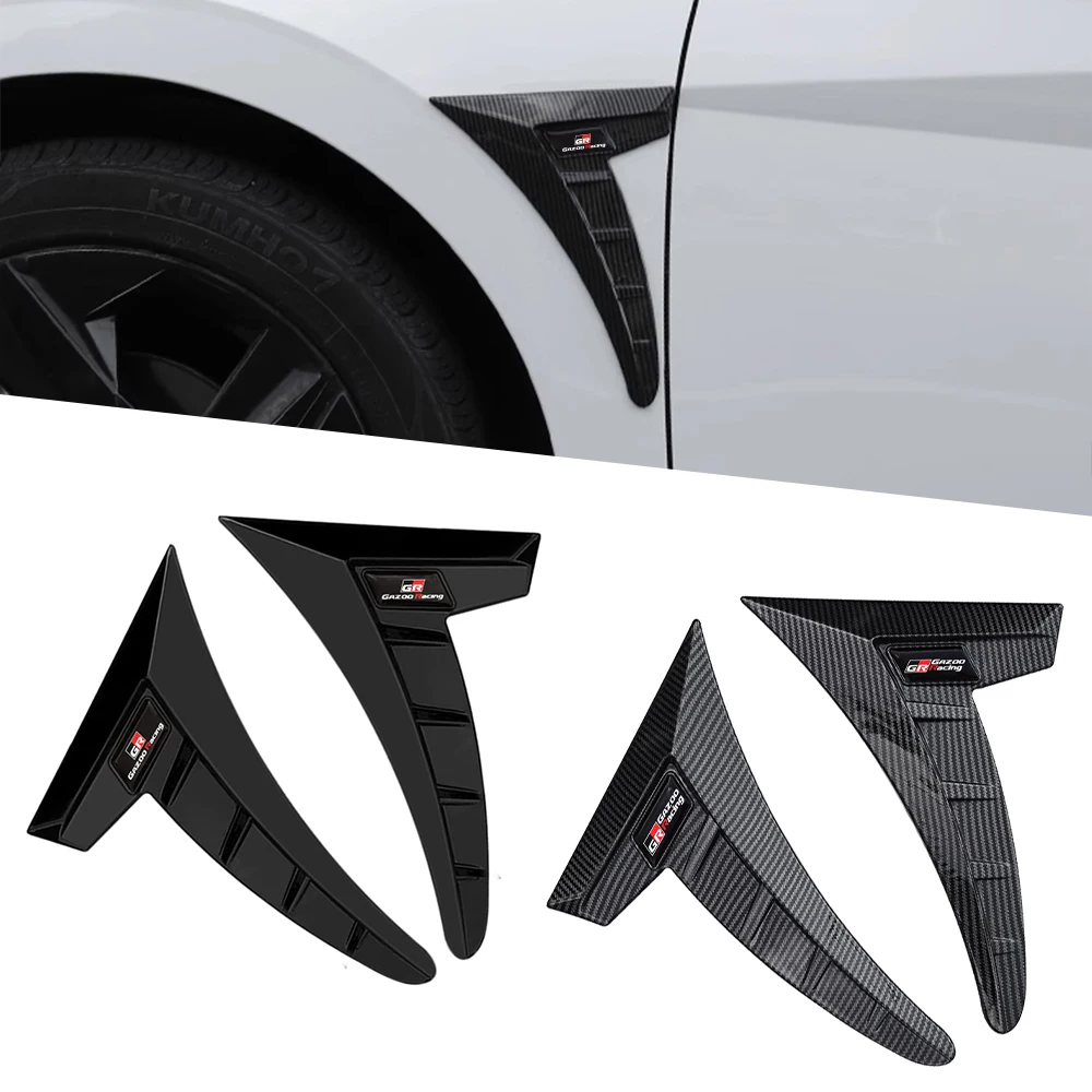 For Toyota GR SPORT GAZOO Corolla Rav4 Yaris GR86 Car Side Fender Vent Wing Cover Trim Fender Decoration ABS Carbon Fiber