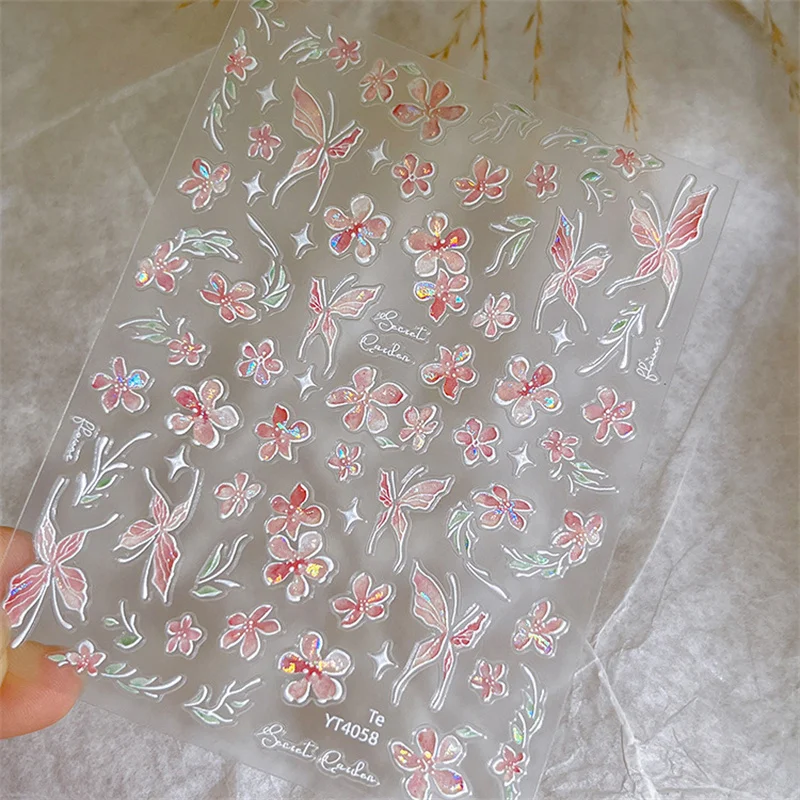 3D Shell Light Butterfly Nail Sticker Holographic Laser Nail Art Decals Manicure Tool DIY Nail Art Decoration Salon Supply