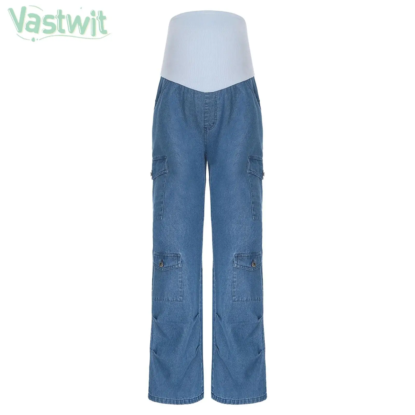 

Модные повседневные джинсы-карго с высокой талией для беременных, свободные джинсовые брюки прямого кроя для офисной работы, вечеринки, повседневной носки