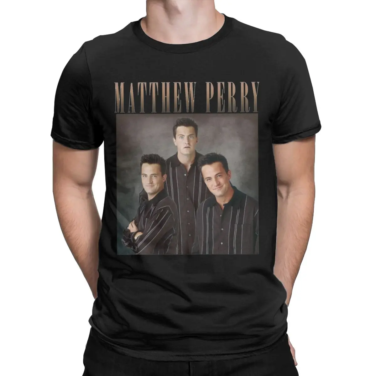 Men's T-Shirt Matthew Perry Collage Fashion 100% Cotton Tees Short Sleeve Chandler Bing T Shirts O Neck Tops Plus Size