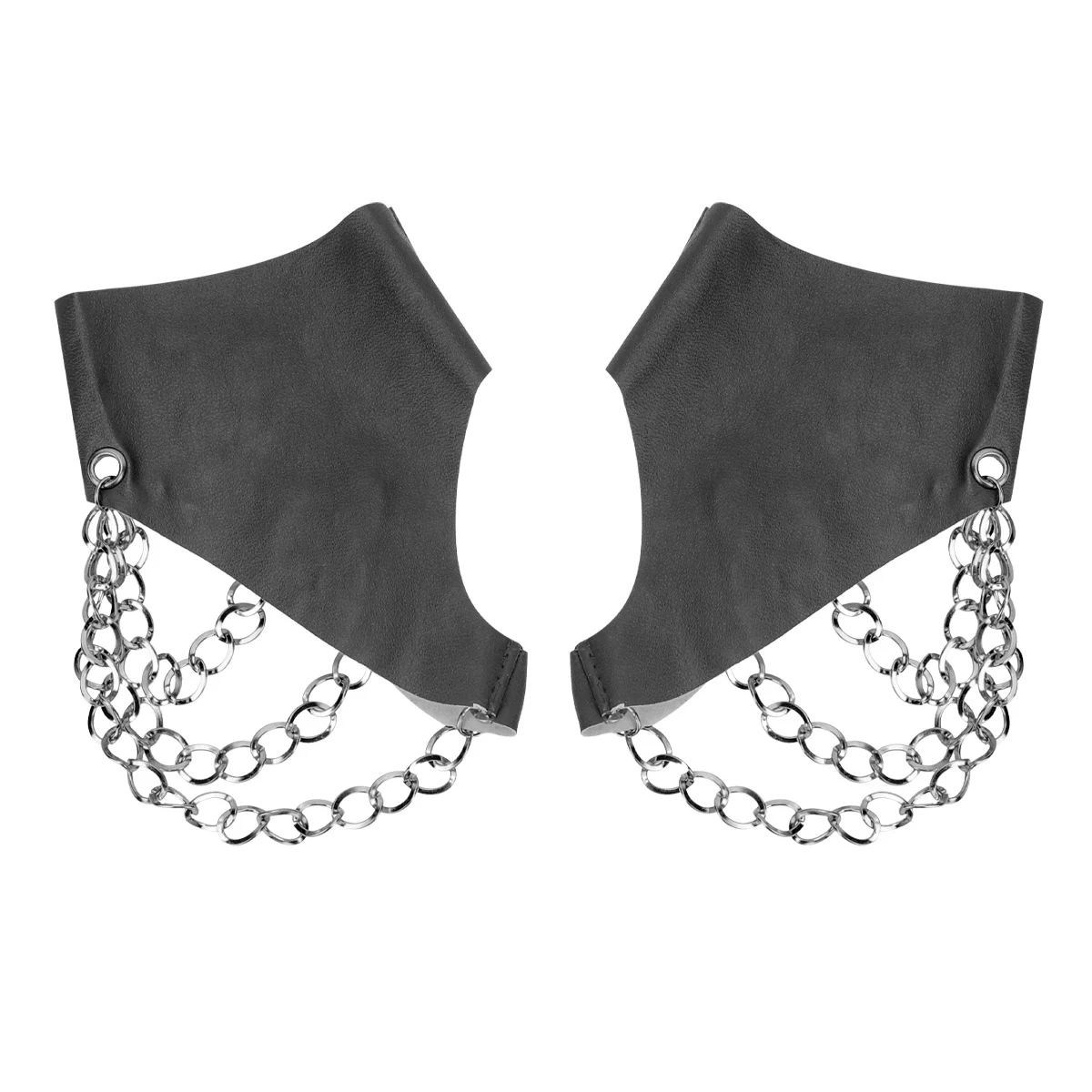 

Перчатки из искусственной кожи без пальцев, черные цепочки в стиле панк, 3, металлическая пряжка, модные браслеты на половину пальца для ночного клуба, сценического выступления