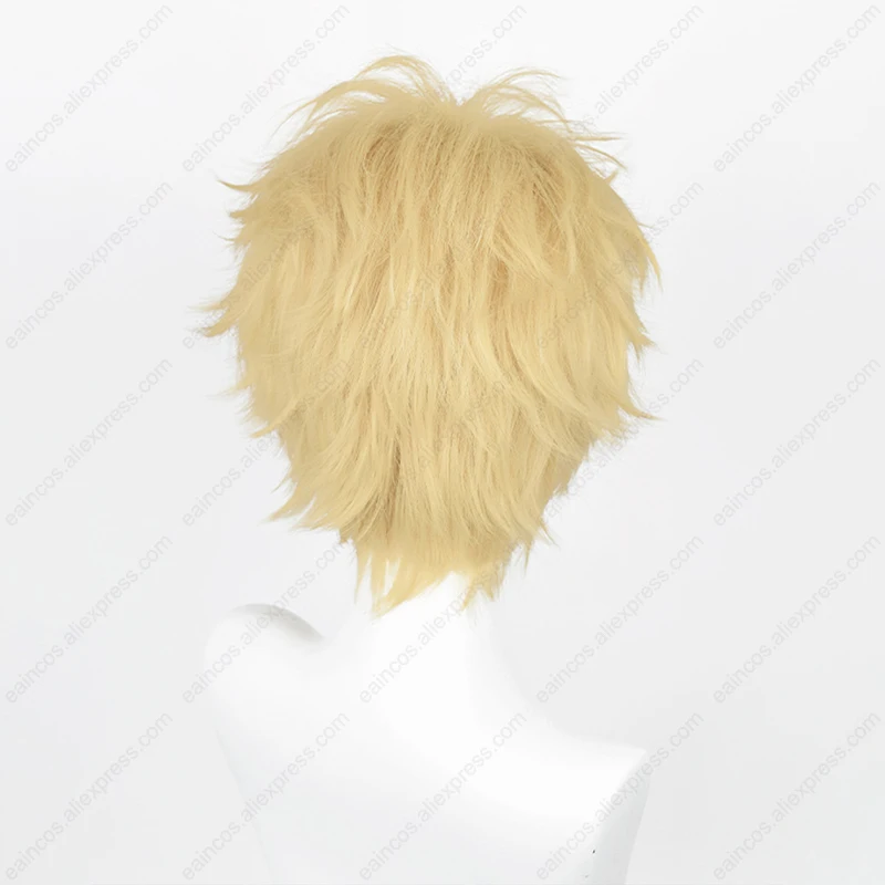 Peluca de Cosplay de Anime Kei Tsukishima Kei, pelo sintético resistente al calor, 26cm, corto, dorado claro