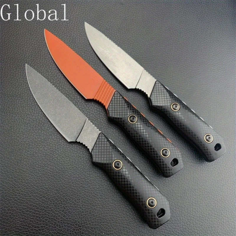 

Fixed Blade Knife D2 Steel Stone Wash Blade Black with Boltaron Sheath Self-defense Survival Straight Knives Camping EDC Tool