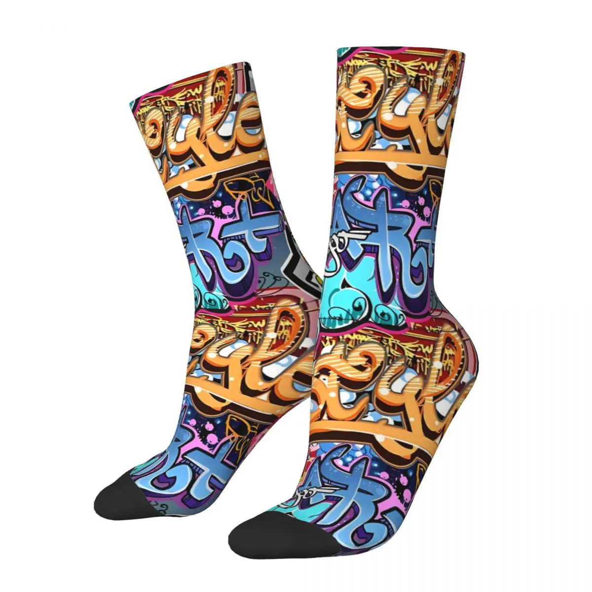 Graffiti Text Comics Sign Elements Hip Hop Stockings Custom Trendy Socks Autumn Non-Slip Socks Unisex Men Outdoor Socks