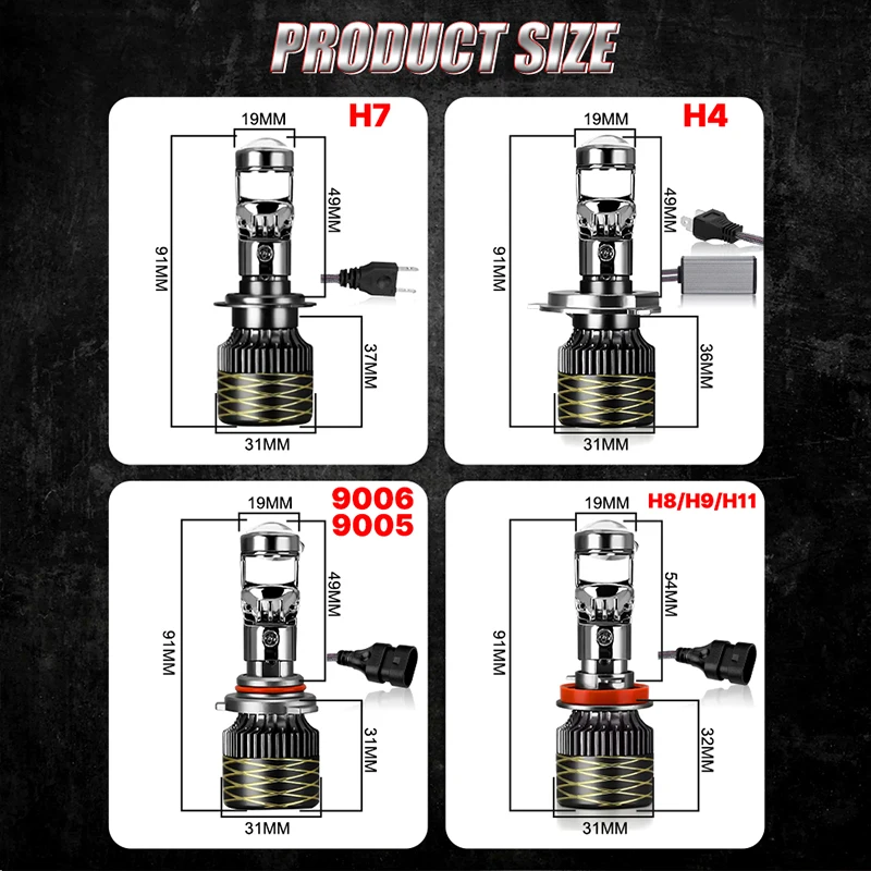 H4 H7 H11 LED المصابيح الأمامية العارض عدسة Canbus 6000K H8 H9 9005 HB3 9006 HB4 CSP رقائق مرحبا/منخفضة شعاع لسيارة دراجة نارية 12 فولت
