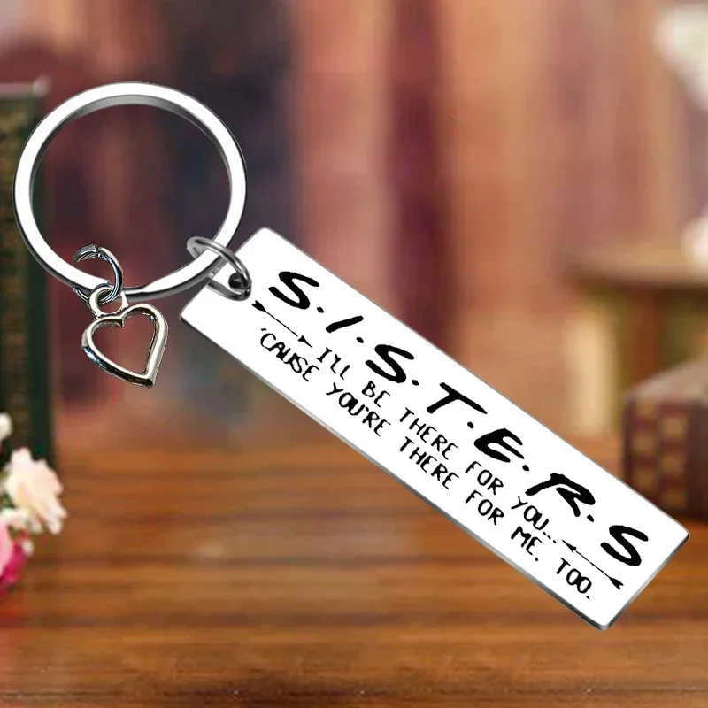 Metal Soul Sister Gifts Keychain Jewelry Best Friends Gift Key Chain Pendant Friendship gift Cause You're There for Me