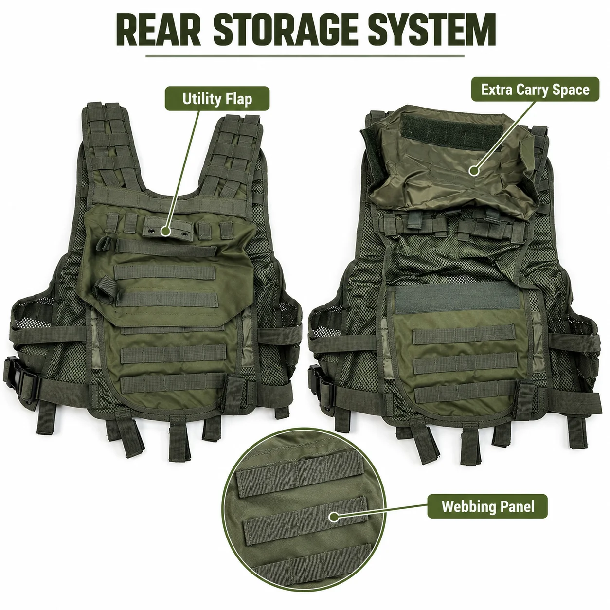Tactical Load Bearing Vest Adjustable Mesh Modular Utility Vest Quick Release Airsoft Vest for Outdoor Training Field Games