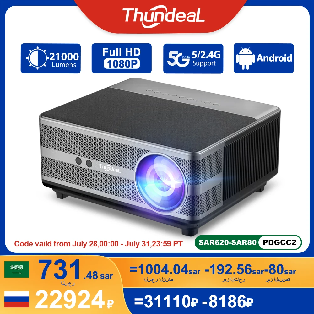 

ThundeaL Full HD 1080P Projector WiFi LED 2K 4K Video Movie Beam TD98 TD98W Android Projector PK DLP Home Theater Cinema Beamer
