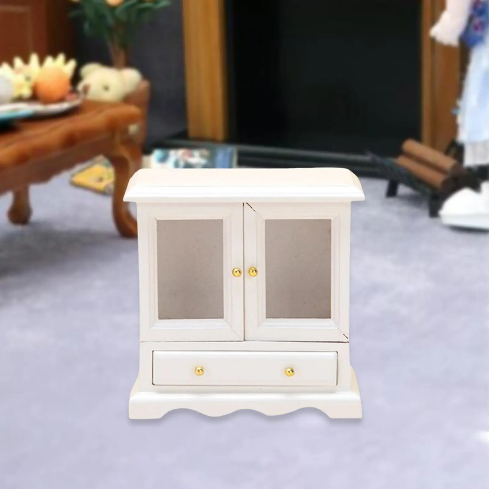 1:12 Scale Doll House Kitchen Sideboard Floor Cabinet Miniature Wooden Model Doll House Accessories