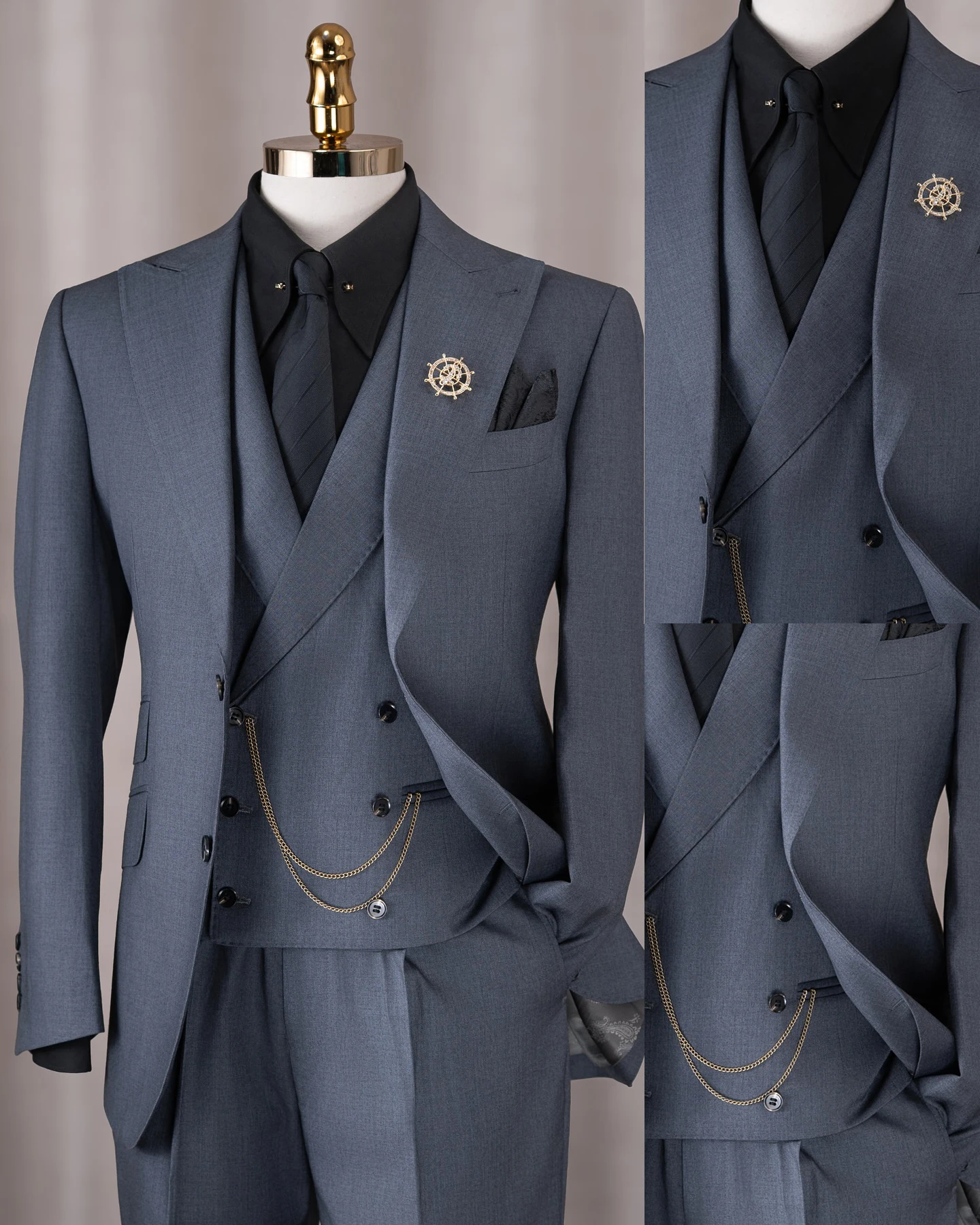 Luxury Watch Shop - Traje de Lujo Gris-Azul de 3