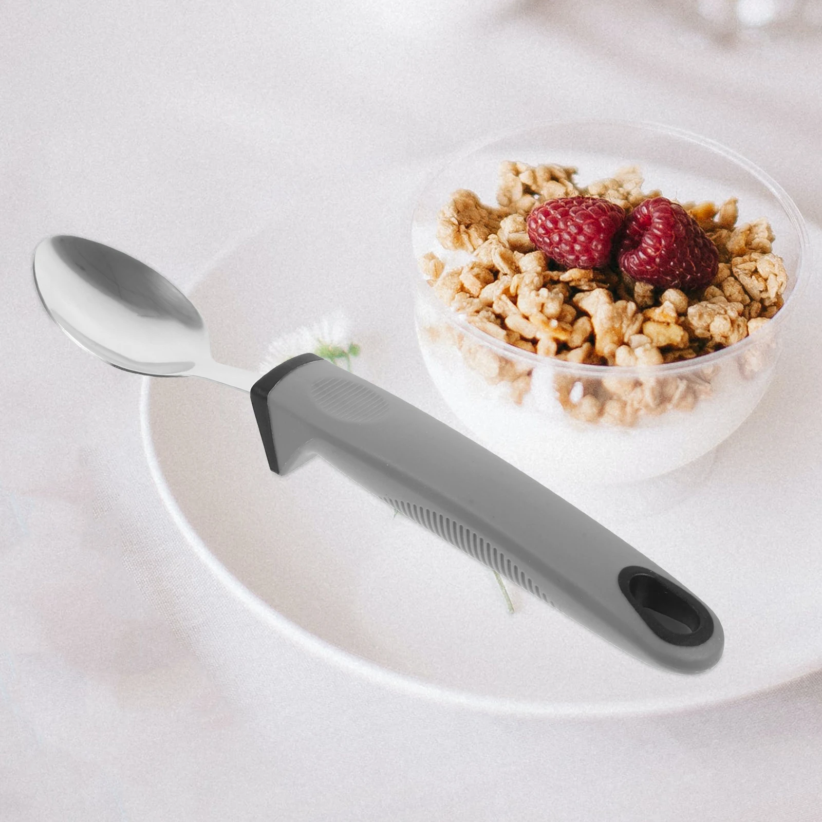 

5Pcs Antishake Dining Set Stainless Steel Tpr Handle Adaptive Utensils Forks Knives Spoons Elderly Friendly Weighted Utensils