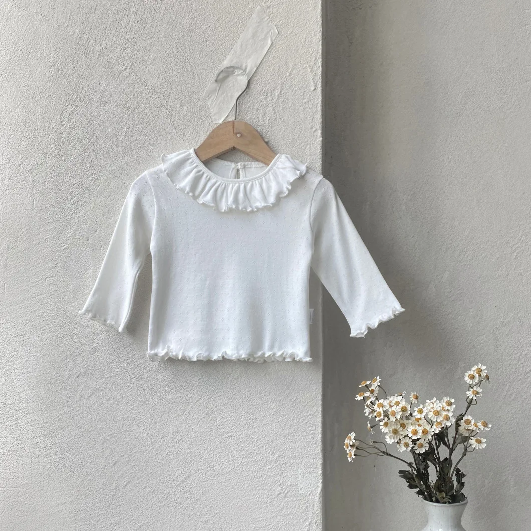 2024 Herbst neue Baby Mädchen Langarm T-Shirts Säugling Spitze Kragen Strick oberteile Kleinkind Mädchen gestrickt Bottom ing Shirts Kinder kleidung