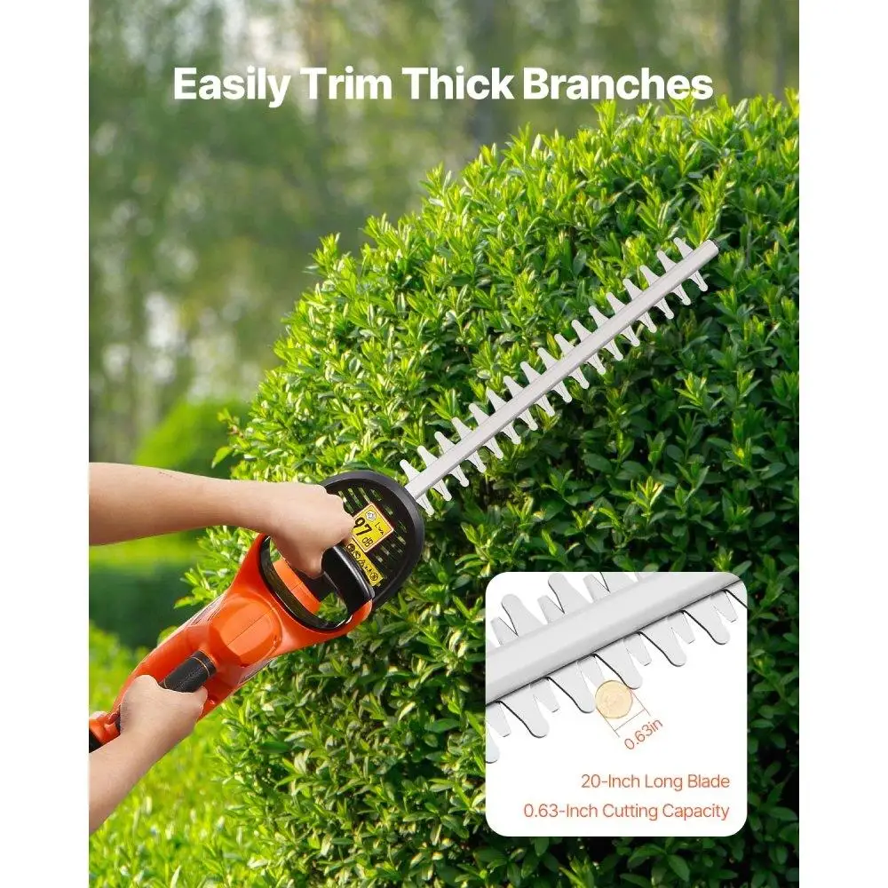 Cordless Electric Hedge Trimmer 20V Battery Powered Dual Blade 20inch Bush Cutter Pruner Tool