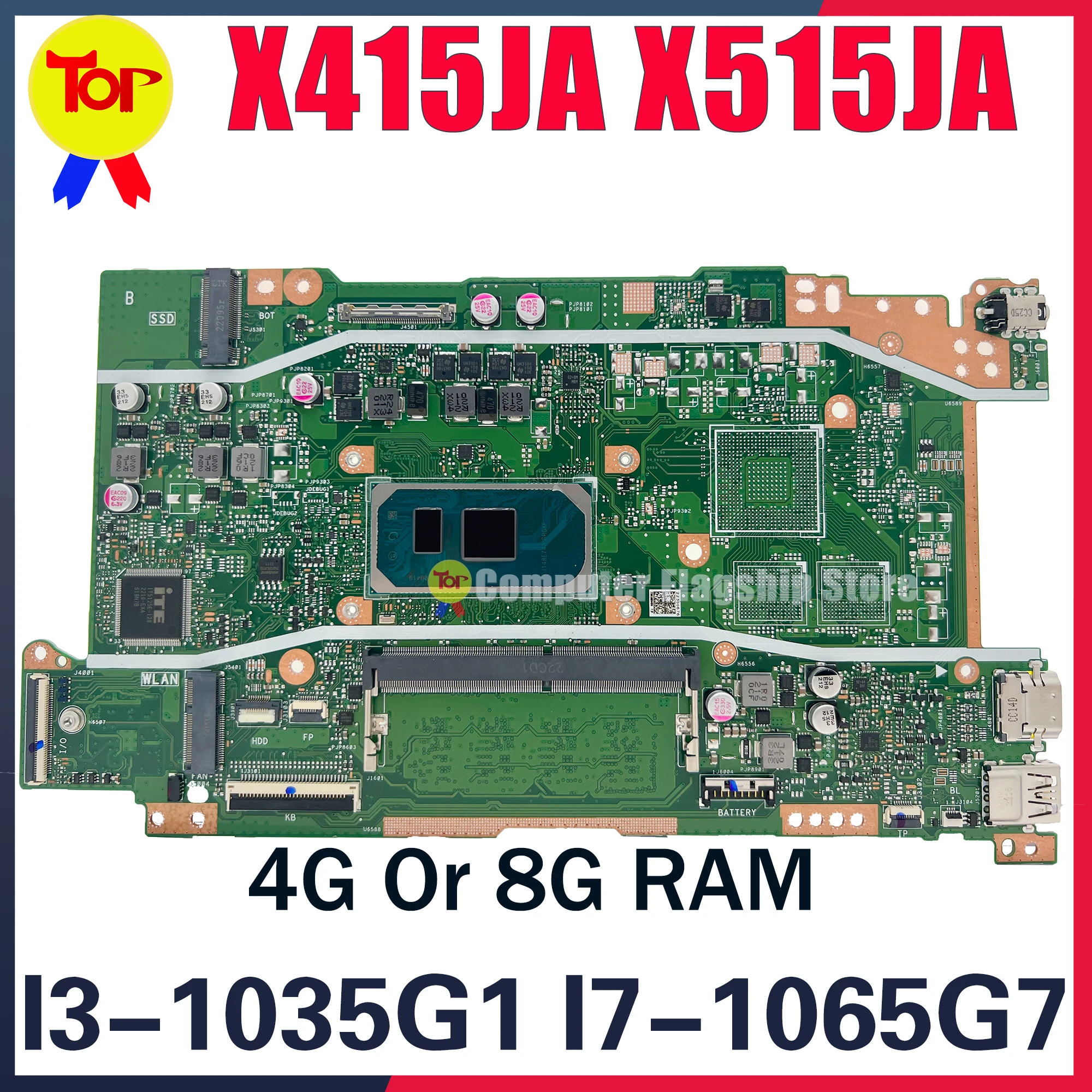 X415JA Laptop Motherboard For ASUS  X515JAB X515JF X515J X415J P1511cja P1511cjp P1411cja P1411cjp V5200J I3 I5 I7 Mainboard