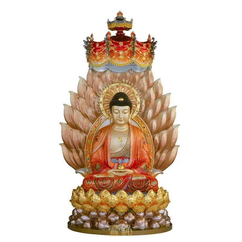 

Pure copper lotus Sanbao temple Buddha statue offering ornament
