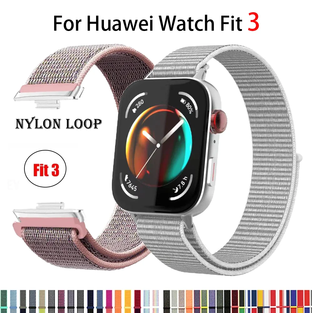 Loop nilon untuk jam tangan Huawei Fit 3 tali gelang pengganti cepat olahraga untuk jam tangan Huawei Fit 3 Aksesori correas