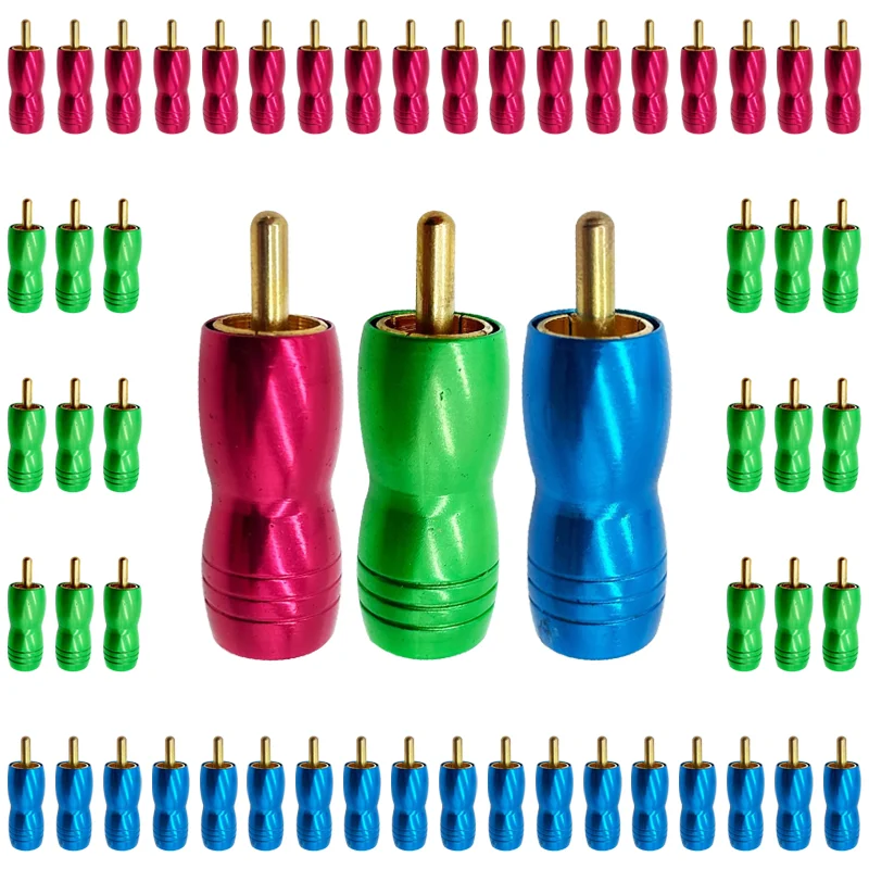 

5/20/100PCS Gold Plated RCA Connector RCA Male Plug Soldering Wire Connector High Quality Speaker Lotus Plug Jack Red Blue Green