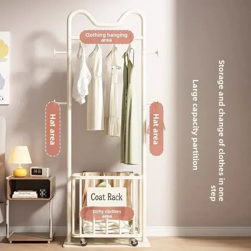 Household GoodsCoat Rack Floor-to-ceiling Bedroom Removable Dirty Clothes Basket Vertical Hanging Clothes Rack Hanging Bag Rack