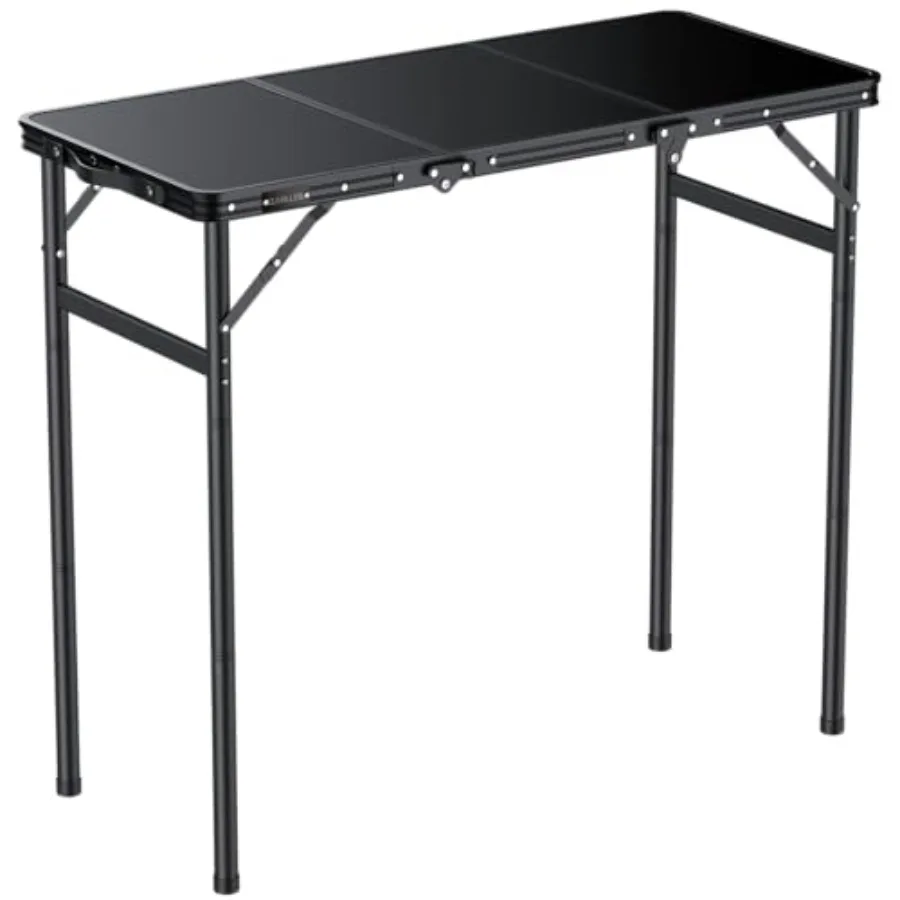 

Folding Camping Table for outdoor grill and picnic use, aluminum construction, black color, lightweight and 3-height adjustable
