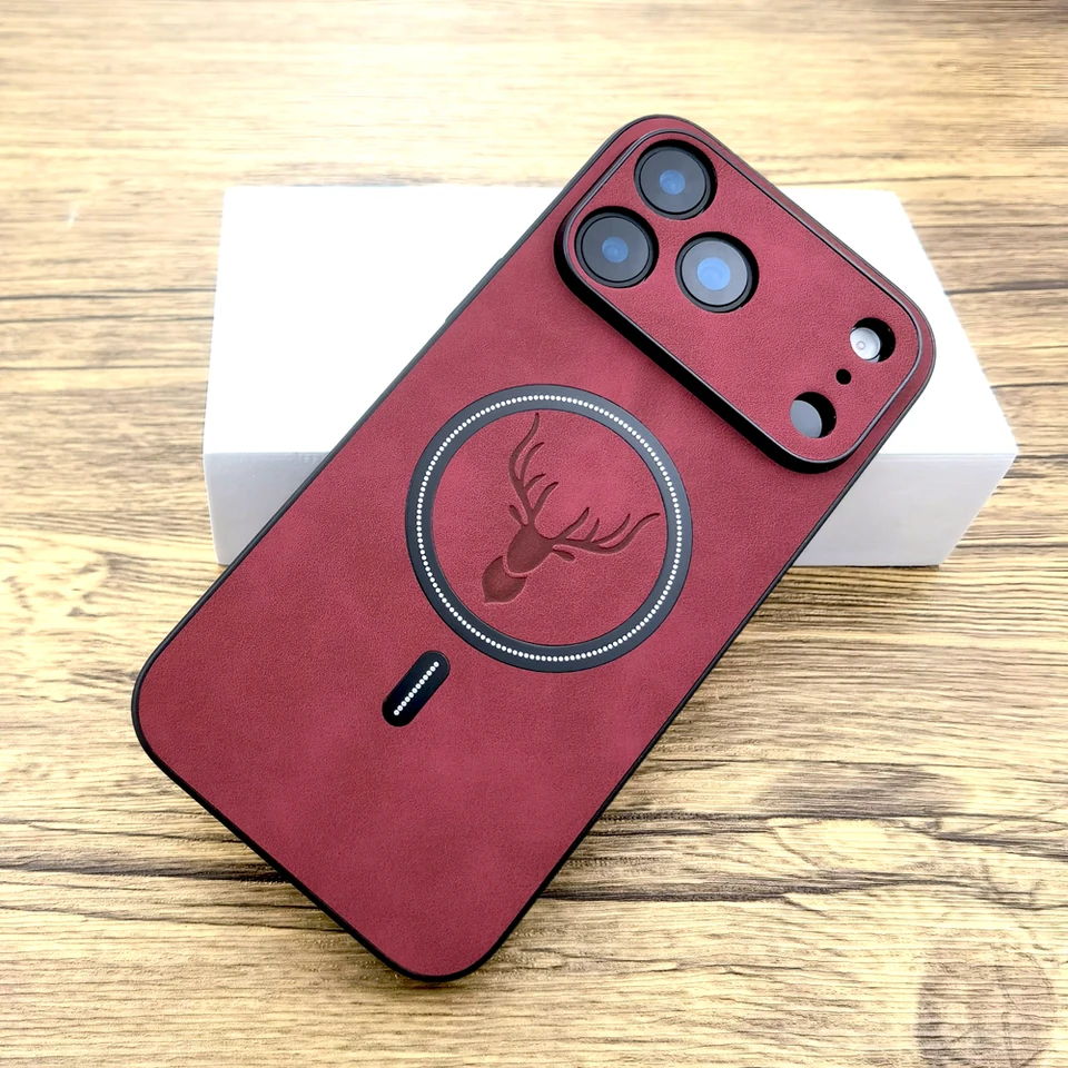 Funda de lujo de cuero Retra para iPhone 17 Air 16 E 16E 15 14 13 12 11 Pro Max 17Pro 16Pro Magsafe carga inalámbrica 2