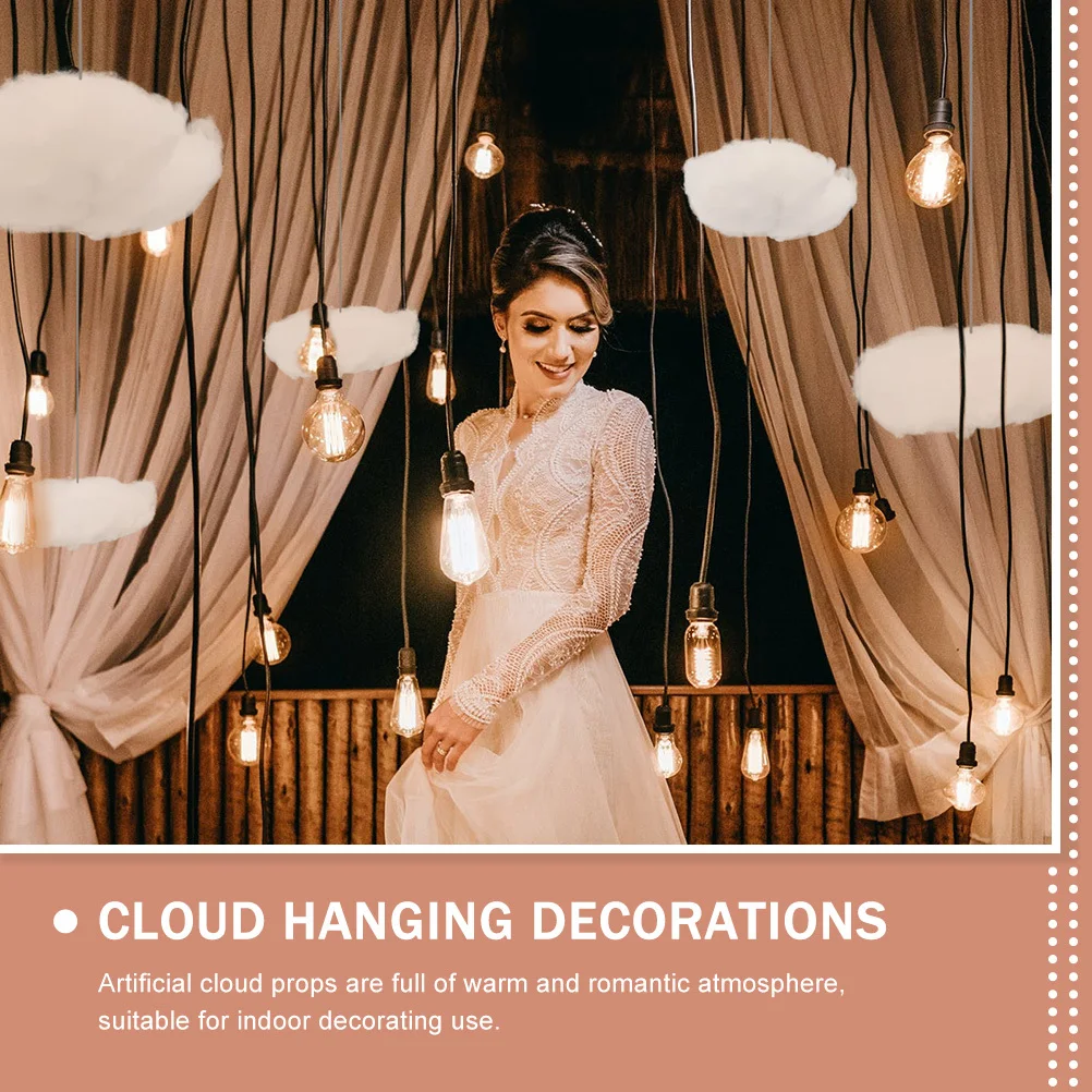 

6Pcs Artificial Cloud Hanging Decor Simulated Cloud Prop for Nursery Room Wedding Party Garden Stage Decoration