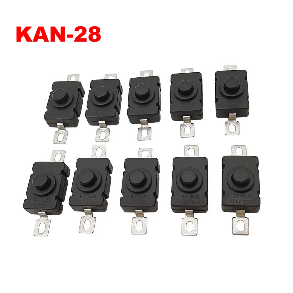 10Pcs KAN-28 Flashlight Switches Touch Push Button Switch AC/DC 250V 1.5A Self Locking SMD Type 18mm x 12mm