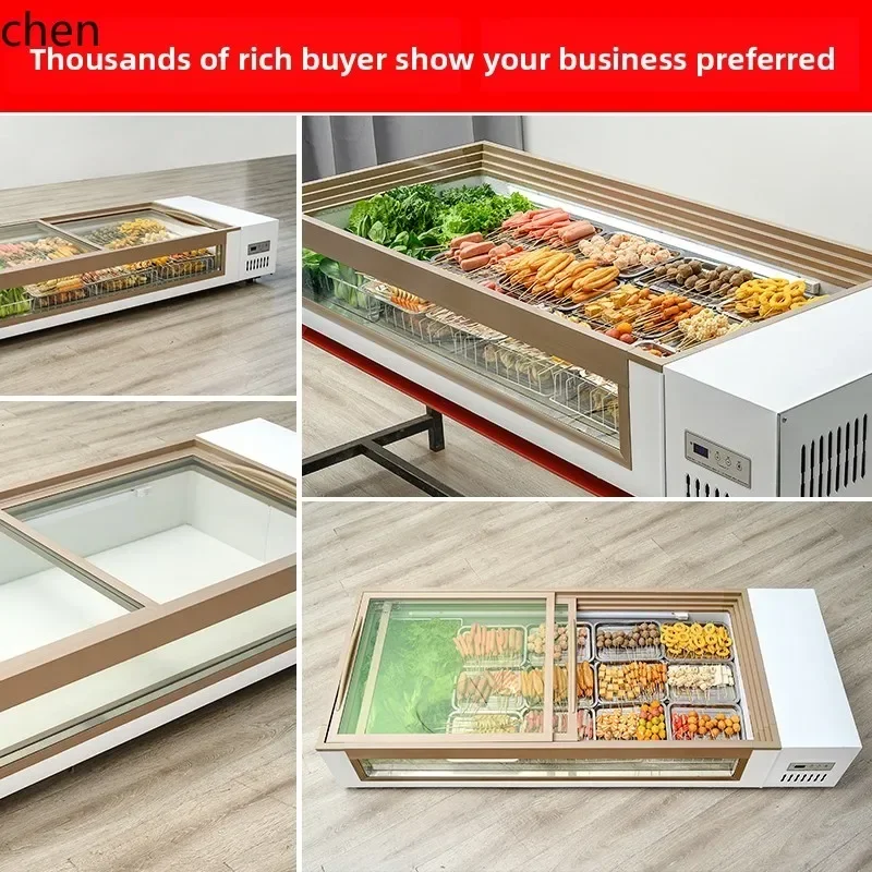 Vitrina refrigerada CC25, nevera móvil para puestos, para brochetas fritas, barbacoa, alimentos cocinados, conservación de frescura, congelados pequeños