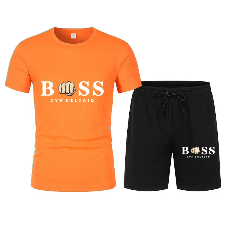 Ropa deportiva para hombre, conjunto de 2 piezas, camiseta de manga corta y pantalones cortos, secado rápido, verano, novedad de 2024