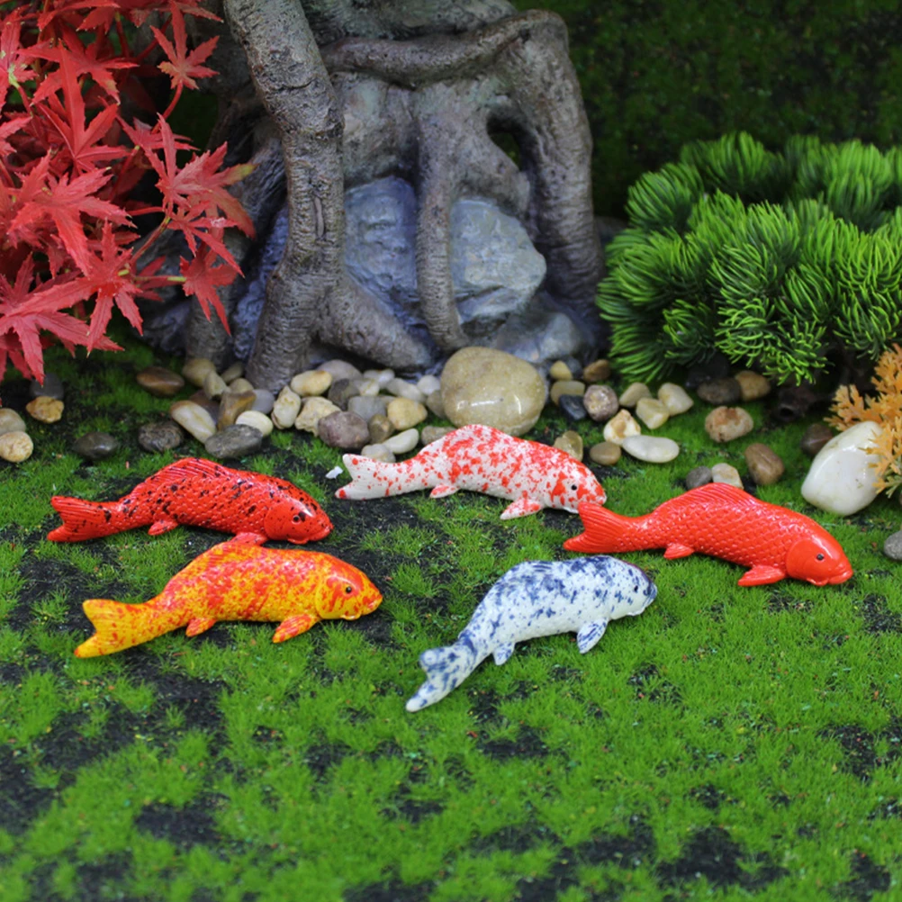 

5pcs Simulation Koi Fish Decor Realistic Mini Goldfish Resin Aquarium Ornaments Home Office Garden Statue Tea Pet