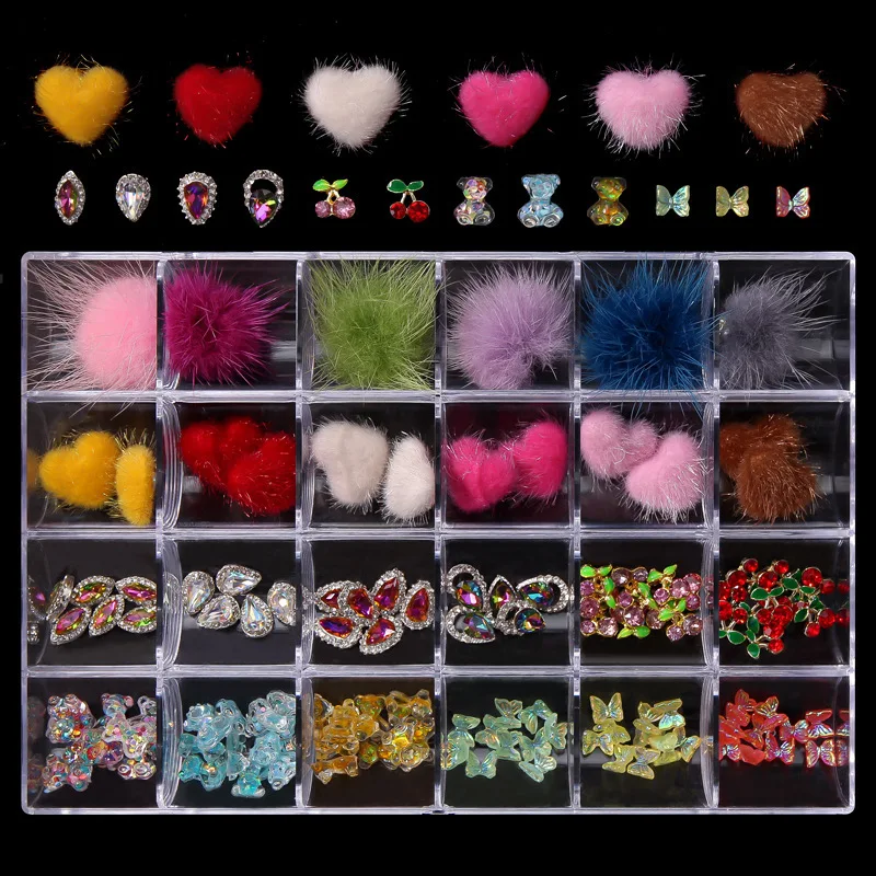 

24Girds Nail Charms 3D Jewelly Crystal Stones Diamond Alloy Rhinestone DIY Craft Nails Accesories Professional Supplies Luxury