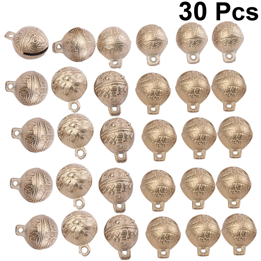 30 Pcs Little Metal Jingles Bells Needlework Christmas Craft Bronze Chinese Decor Charm Necklace Brass