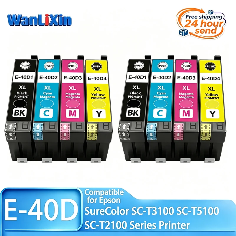 1/2/3 sets T40D1 T40D2 T40D3 T40D4 Compatible Ink Cartridge for Epson SureColor SC-T2100 SC-T3100 SC-T5100 Series color Printers