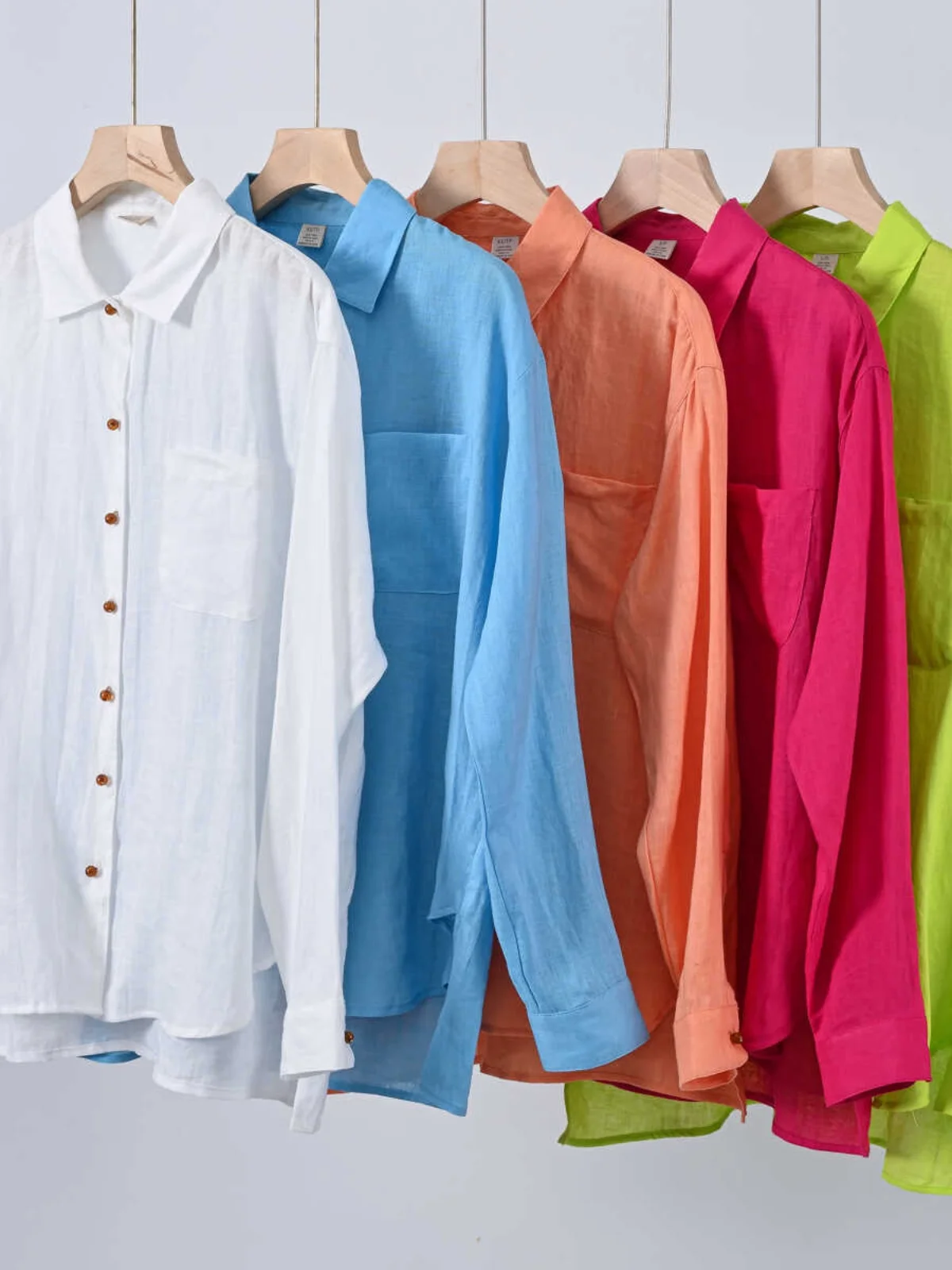 

Women's Casual Linen Shirt Long Sleeve Mid-Length Slimming Color Summer Loose Fit Shirt with Pocket Fashionable Europea...