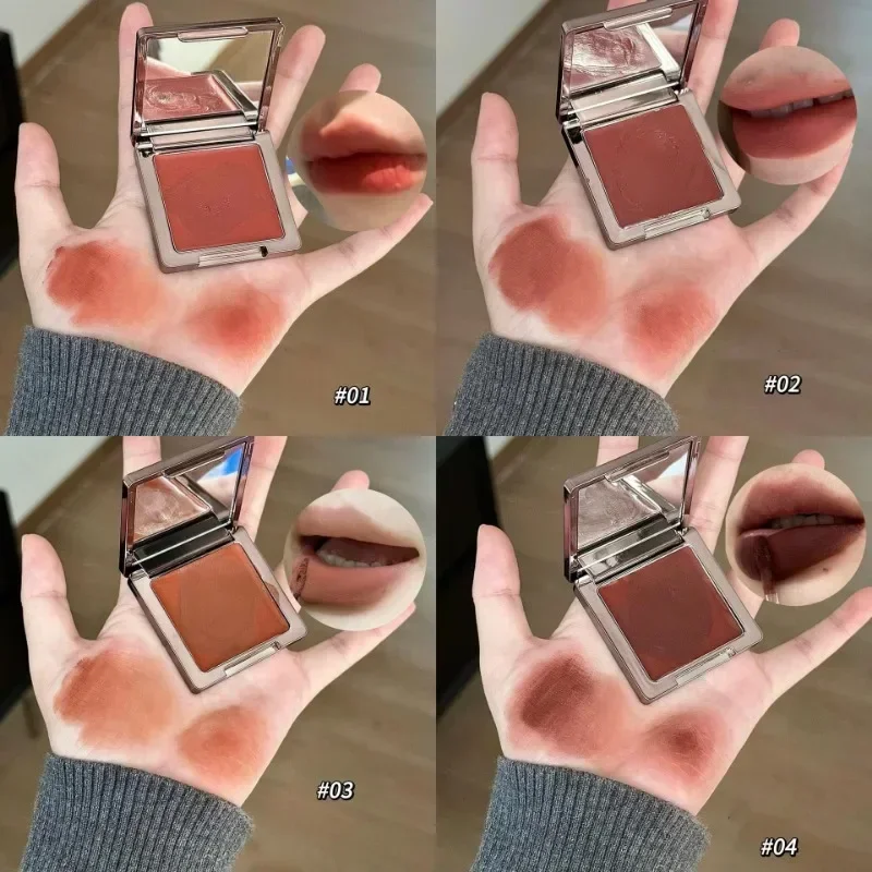 بني أحمر الشفاه الطين ترطيب المخملية ماتي موس هلام الصلبة الشفاه والخد ثنائي الاستخدام أحمر الخدود كريم لون الشفاه ماكياج مستحضرات التجميل الكورية #4