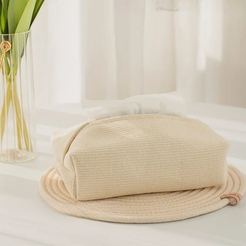 1/2pcs Japanese Cotton and Linen Tissue Box Car Home Decoration Napkin Box Portable Tissue Bag Home Desktop Decoration
