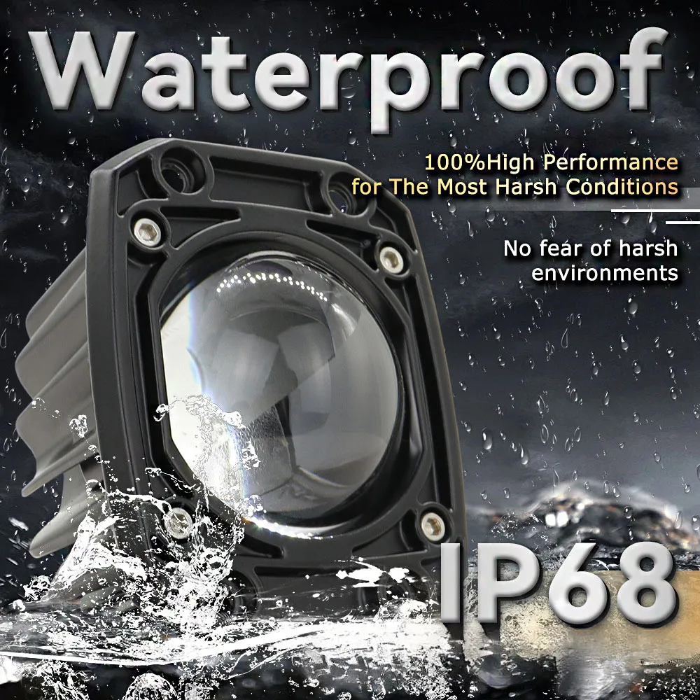 12V LED Dual Color 6000K 3500K 3 Inch Matrix Lens Spotlight Waterproof IP68 Universal Car Truck EV Motorcycle ATV UTV Off Road