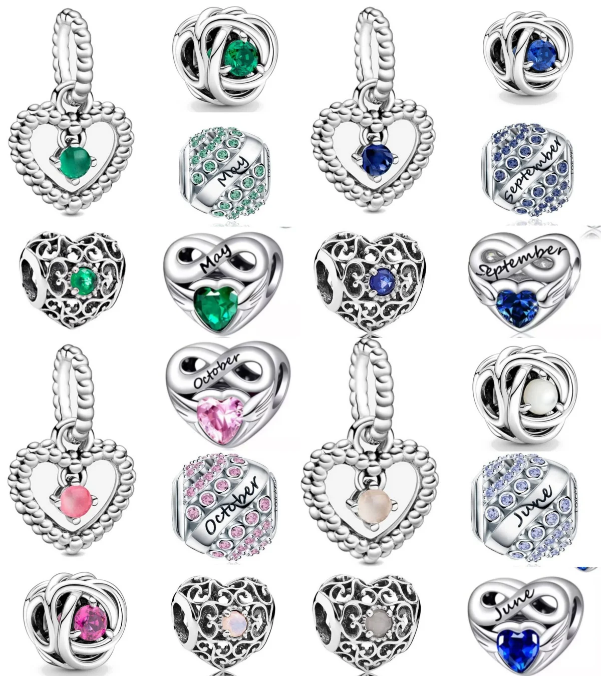2026 NEW 925 Silver European Various Birthstone Pendant Bead Charm Fit Original Bracelet Necklace Women Diy Jewelry