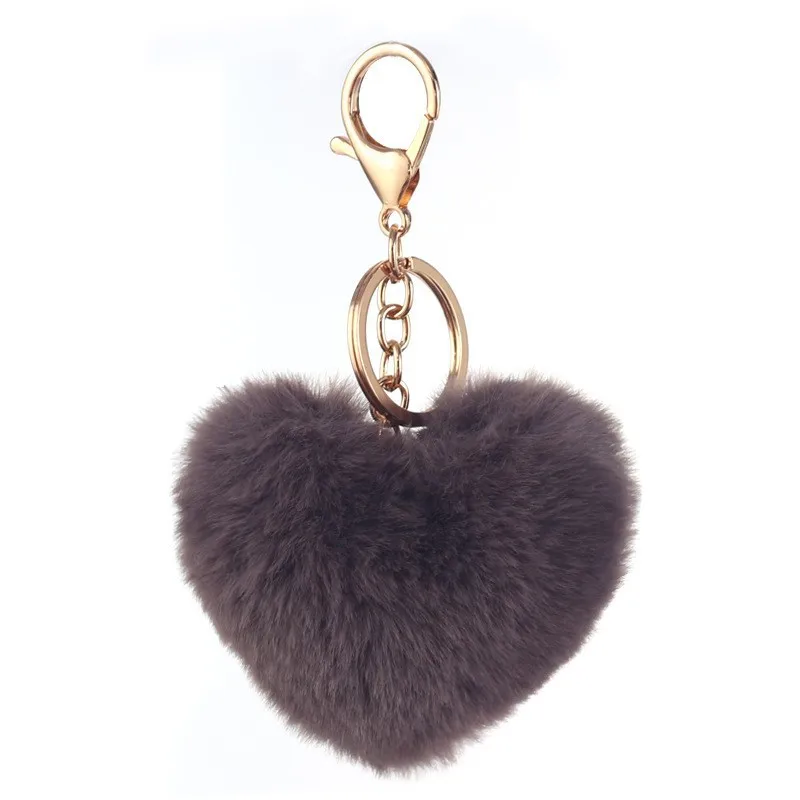 Love Heart-shaped 8cm Plush Keychain Rainbow Plush Ball Keychain Car Bag Pendant Car Pendant Couple Key Clothing Accessories