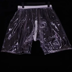 ABDL-pantalones cortos transparentes de plástico PVC, bóxer de seguridad para pareja, suave, suave, silencioso, Sexy, con cremallera, entrepierna abierta, vaina JJ