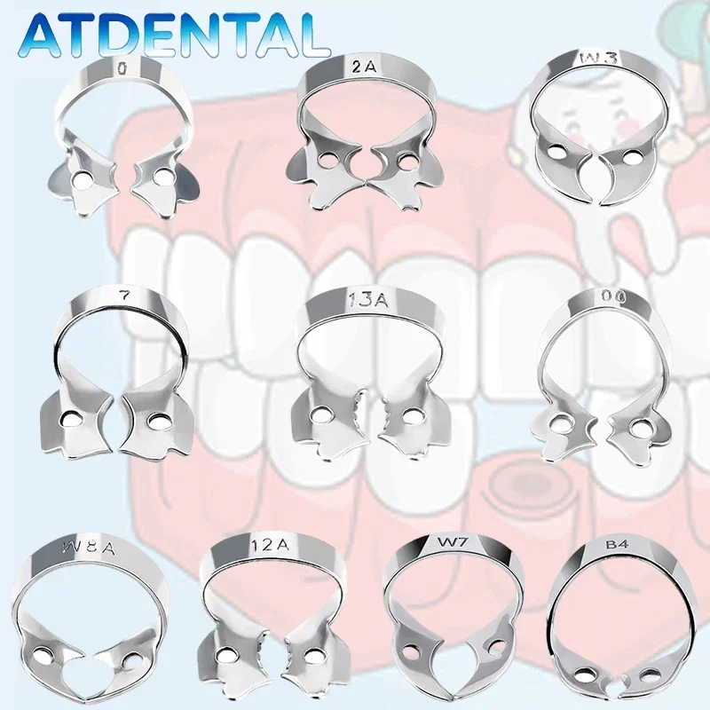 10PCS Dental Rubber Dam Clamps Stainless Steel Endodontic Barrier Frame Holder Molar Restorative Oral Materials
