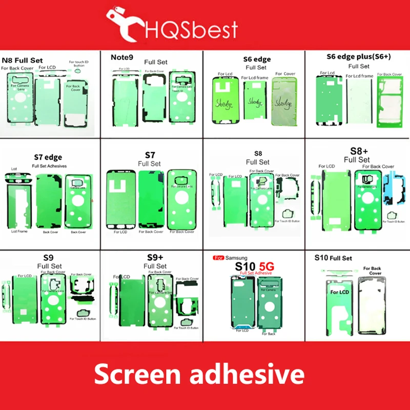 Full Set Waterproof Adhesive For Samsung s20 S20+ S21U S22 Screen Back Battery Cover Sticker Tape Glue