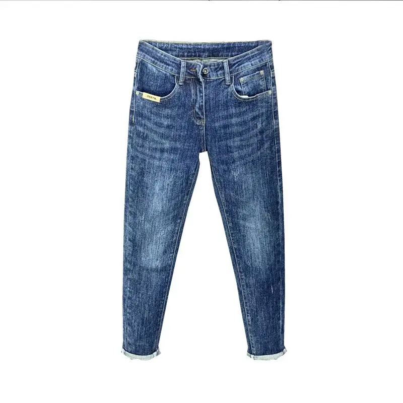 Korean Luxury Clothing Jeans Men's Autumn New High-end Brand Slim-fitting Small Feet Blue Washed Retro Ruffian Handsome Trousers