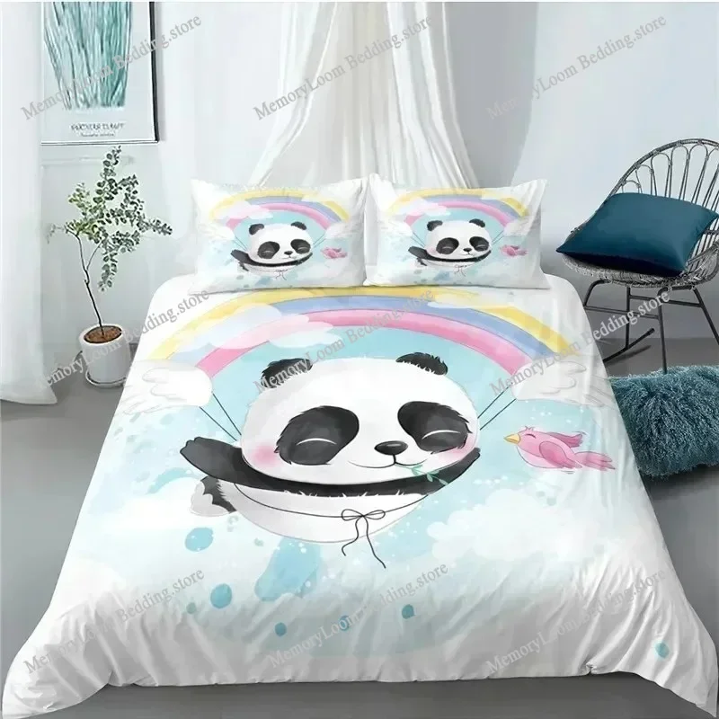 

3D Printed Anime Cute Panda Bear Bedding Set Boys Girls Twin/Queen/King Size Duvet Cover Pillowcase Kids Adult Chic Home Textile