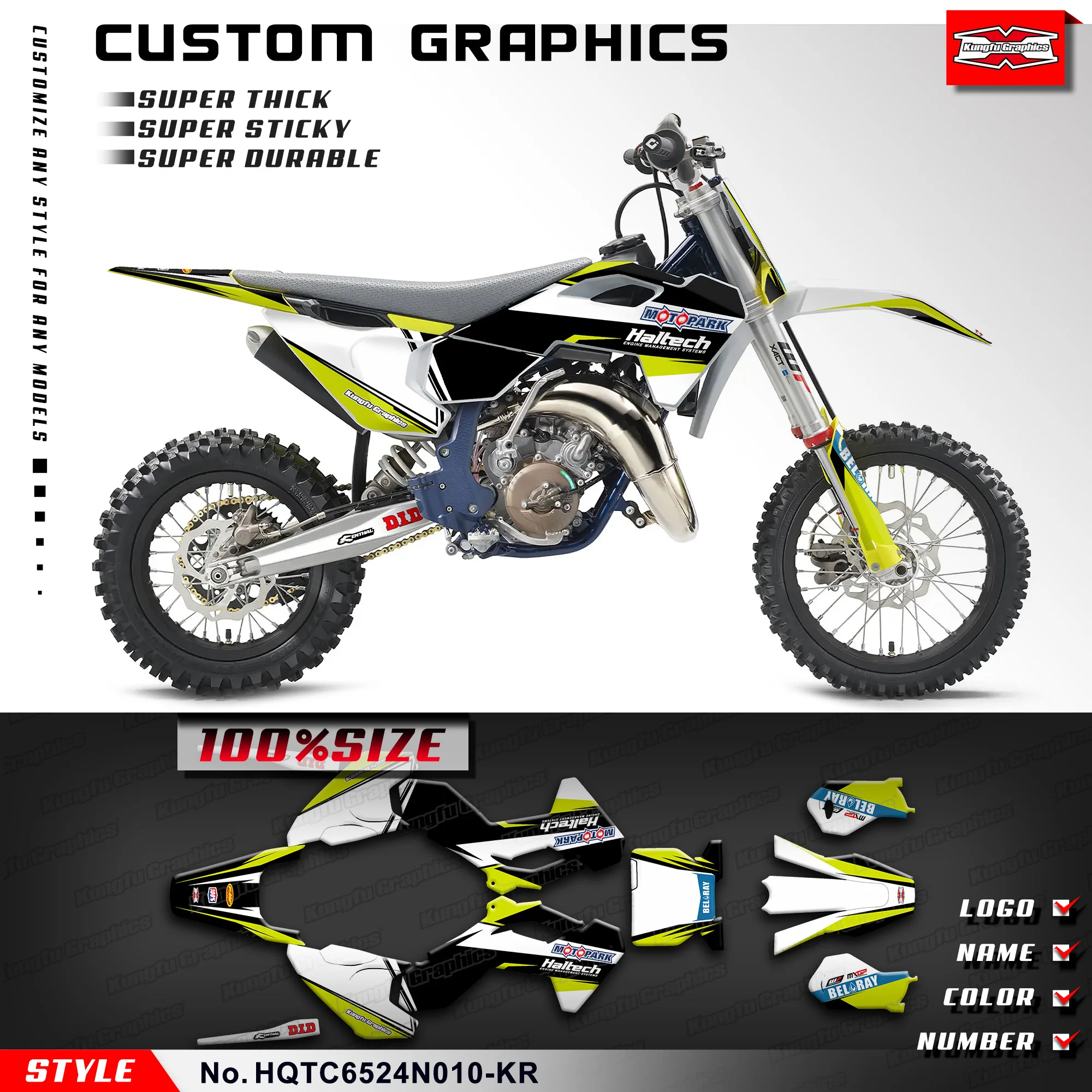 

KUNGFU GRAPHICS Graphics Kit Wrap Sticker for Husqvarna TC65 TC 65 2024, HQTC6524N010-KR