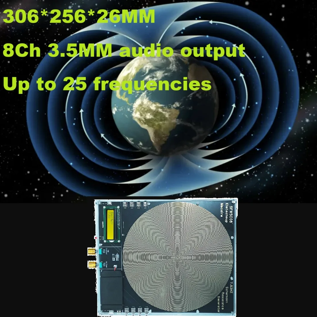 

25 Presets 7.83Hz Schumann Waves Resonance Generator Ultralow Frequency Pulse Audio Resonator USB Interface Indicator Light